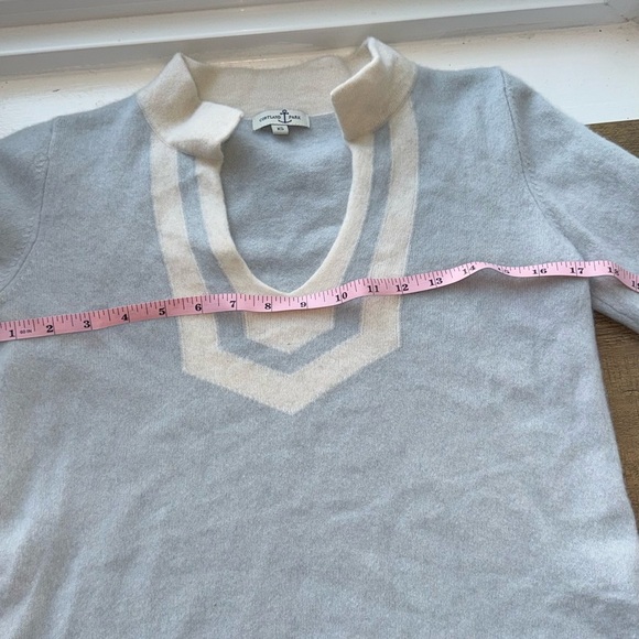 Cortland Park Women’s Blue and Cream 100% Cashmere Sweater size XS - Picture 4 of 6
